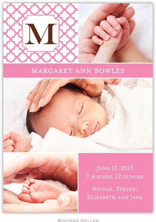 Boatman Geller - Bristol Petite Pink Photo Birth Announcements