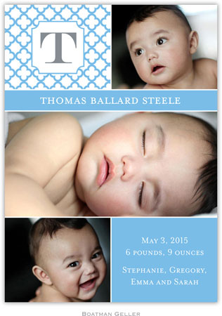 Boatman Geller - Bristol Petite Blue Photo Birth Announcements