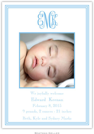 Boatman Geller - Grand Border Blue Photo Birth Announcements