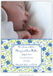 Boatman Geller - Emma Floral Periwinkle Photo Birth Announcements