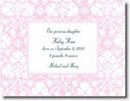 Boatman Geller - Pink Damask Birth Announcements