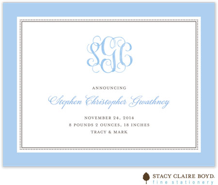 Stacy Claire Boyd Birth Announcement - Announcing Our Love - Blue