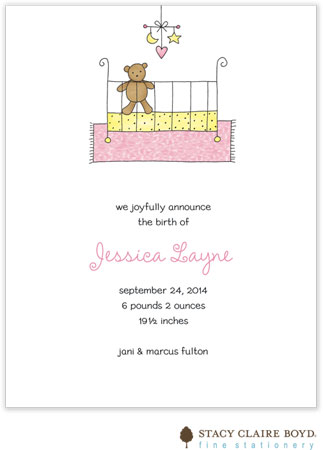 Stacy Claire Boyd Birth Announcement - My Crib - Pink