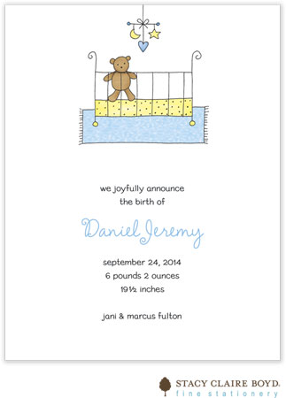 Stacy Claire Boyd Birth Announcement - My Crib - Blue