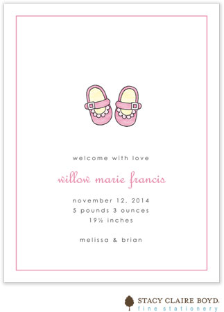 Stacy Claire Boyd Birth Announcement - Baby Steps - Pink