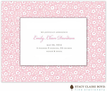 Stacy Claire Boyd Birth Announcement - Pink Posey no Ribbon Stacy Claire Boyd Birth Announcement - Pink Posey no Ribbon