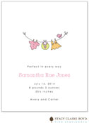Stacy Claire Boyd Birth Announcement - Cute Clothesline - Pink