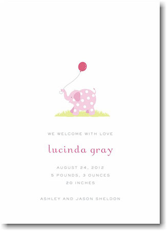 Stacy Claire Boyd Birth Announcement - Pink Picadilly Circus