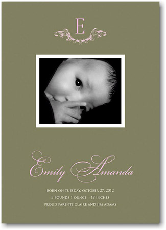Stacy Claire Boyd Birth Announcement - Elegant Baby Pink (Digital Photo)