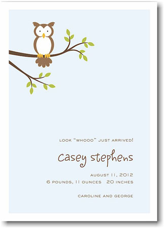 Stacy Claire Boyd Birth Announcement - Mr. Owl Stacy Claire Boyd Birth Announcement - Mr. Owl