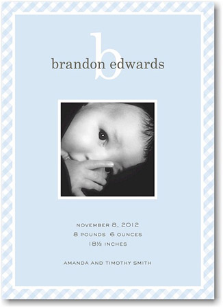 Stacy Claire Boyd Birth Announcement - Preppy Plaid Blue (Digital Photo) Stacy Claire Boyd Birth Announcement - Preppy Plaid Blue (Digital Photo)