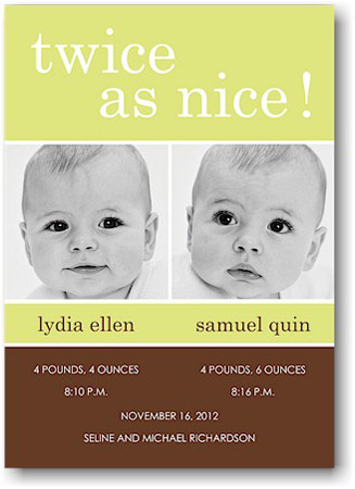 Stacy Claire Boyd Birth Announcement - Twice As Nice (Digital Photo)