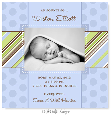 Take Note Designs Digital Photo Birth Announcements - Weston Elliott Take Note Designs Digital Photo Birth Announcements - Weston Elliott