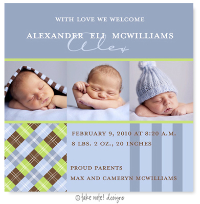 Take Note Designs Digital Photo Birth Announcements - Alexander Eli Argyle Take Note Designs Digital Photo Birth Announcements - Alexander Eli Argyle