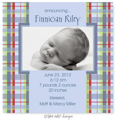 Take Note Designs Digital Photo Birth Announcements - Finnigan Riley