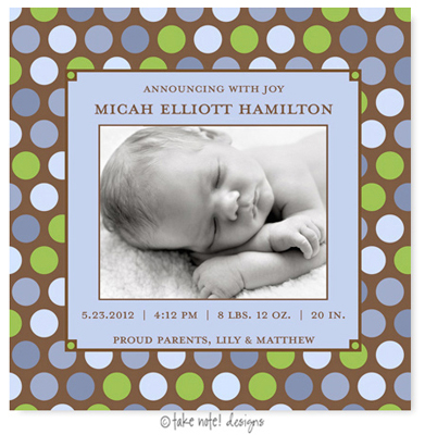 Take Note Designs Digital Photo Birth Announcements - Micah Elliott Take Note Designs Digital Photo Birth Announcements - Micah Elliott