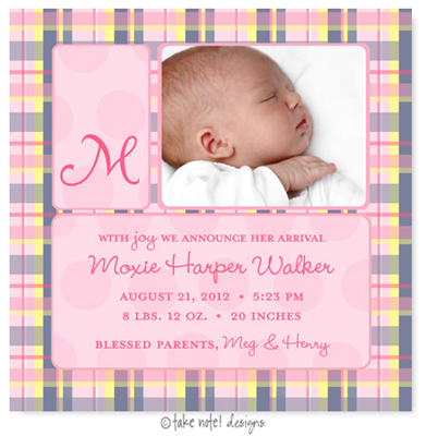 Take Note Designs Digital Photo Birth Announcements - Moxie Harper Take Note Designs Digital Photo Birth Announcements - Moxie Harper