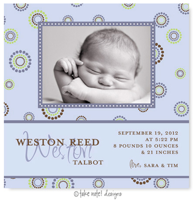 Take Note Designs Digital Photo Birth Announcements - Weston Reed Take Note Designs Digital Photo Birth Announcements - Weston Reed