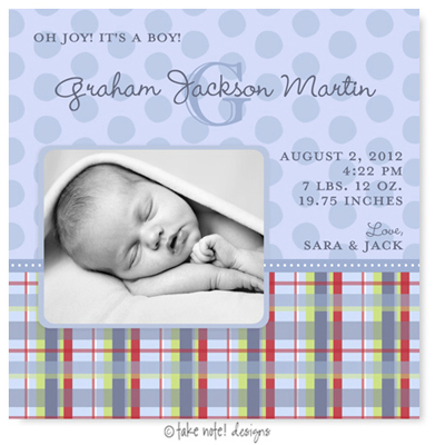 Take Note Designs Digital Photo Birth Announcements - Graham Jackson Take Note Designs Digital Photo Birth Announcements - Graham Jackson