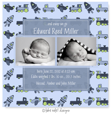 Take Note Designs Digital Photo Birth Announcements - Edward Reed Take Note Designs Digital Photo Birth Announcements - Edward Reed