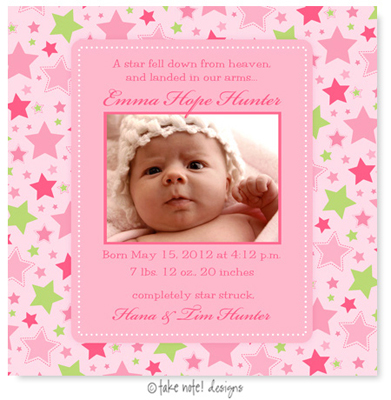 Take Note Designs Digital Photo Birth Announcements - Emma Hope Take Note Designs Digital Photo Birth Announcements - Emma Hope