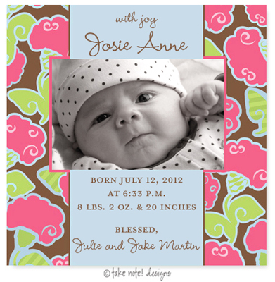 Take Note Designs Digital Photo Birth Announcements - Josie Anne Posies