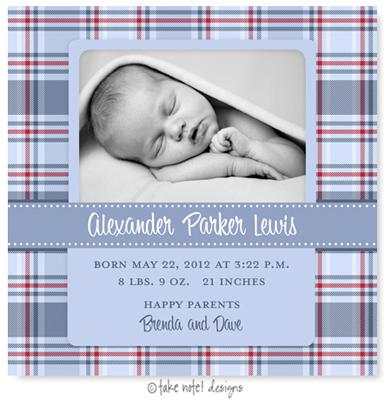 Take Note Designs Digital Photo Birth Announcements - Alexander Parker