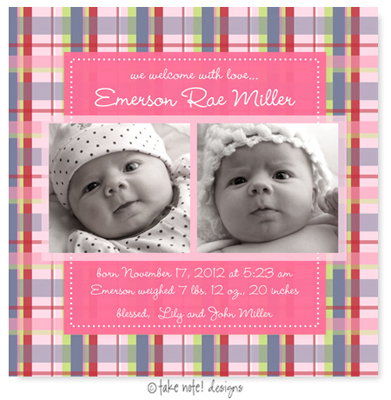 Take Note Designs Digital Photo Birth Announcements - Emerson Rae Take Note Designs Digital Photo Birth Announcements - Emerson Rae