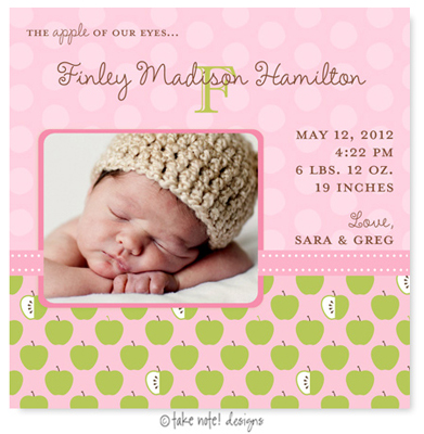 Take Note Designs Digital Photo Birth Announcements - Finley Madison