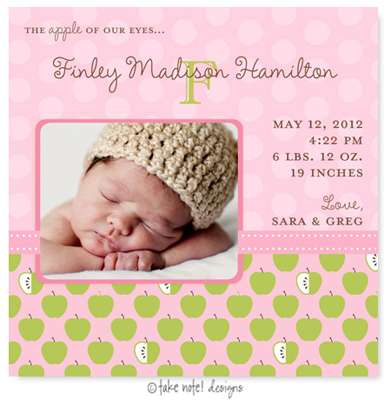 Take Note Designs Digital Photo Birth Announcements - Finley Madison Take Note Designs Digital Photo Birth Announcements - Finley Madison