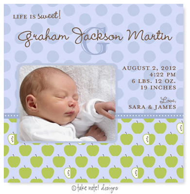 Take Note Designs Digital Photo Birth Announcements - Graham Jackson Apples Take Note Designs Digital Photo Birth Announcements - Graham Jackson Apples