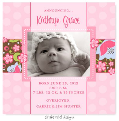 Take Note Designs Digital Photo Birth Announcements - Kathryn Grace Take Note Designs Digital Photo Birth Announcements - Kathryn Grace