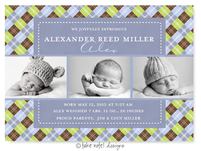 Take Note Designs Digital Photo Birth Announcements - Alexander Reed Take Note Designs Digital Photo Birth Announcements - Alexander Reed