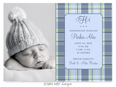 Take Note Designs Digital Photo Birth Announcements - Parker Alex Take Note Designs Digital Photo Birth Announcements - Parker Alex