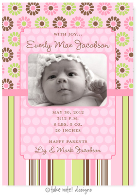 Take Note Designs Digital Photo Birth Announcements - Everly Mae