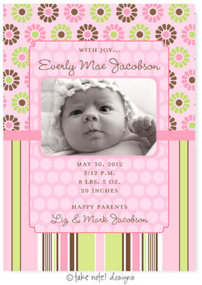 Take Note Designs Digital Photo Birth Announcements - Everly Mae Take Note Designs Digital Photo Birth Announcements - Everly Mae