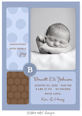Take Note Designs Digital Photo Birth Announcements - Bennett Eli Take Note Designs Digital Photo Birth Announcements - Bennett Eli