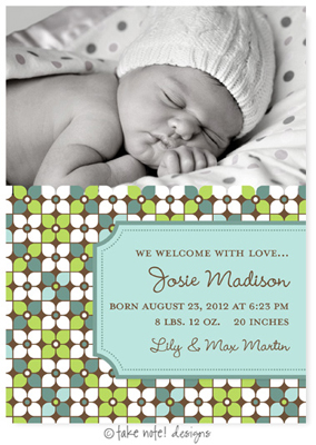 Take Note Designs Digital Photo Birth Announcements - Josie Madison