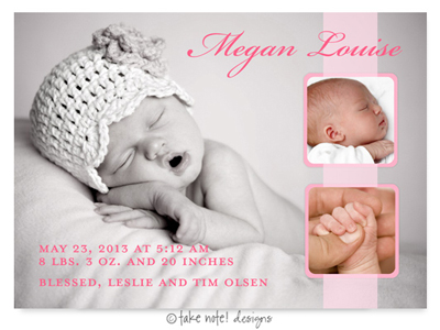 Take Note Designs Digital Photo Birth Announcements - Megan Louise