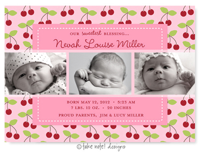 Take Note Designs Digital Photo Birth Announcements - Nevah Louise