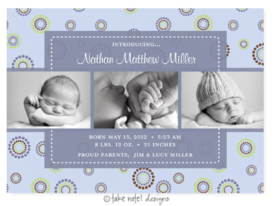 Take Note Designs Digital Photo Birth Announcements - Nathan Matthew