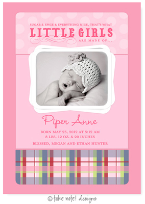 Take Note Designs Digital Photo Birth Announcements - Piper Anne Take Note Designs Digital Photo Birth Announcements - Piper Anne