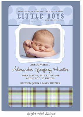 Take Note Designs Digital Photo Birth Announcements - Alexander Gregory Little Boys Take Note Designs Digital Photo Birth Announcements - Alexander Gregory Little Boys