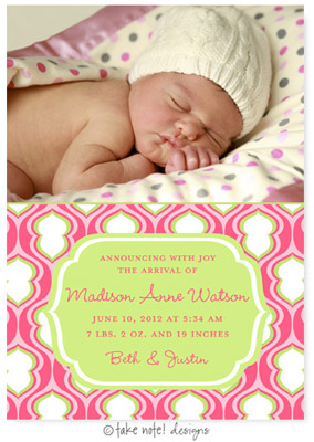 Take Note Designs Digital Photo Birth Announcements - Madison Anne