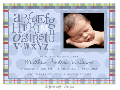 Take Note Designs Digital Photo Birth Announcements - Matthew Andrew Take Note Designs Digital Photo Birth Announcements - Matthew Andrew
