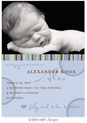 Take Note Designs Digital Photo Birth Announcements - Alexander Knox Take Note Designs Digital Photo Birth Announcements - Alexander Knox