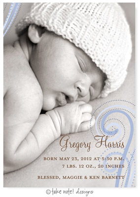 Take Note Designs Digital Photo Birth Announcements - Gregory Harris