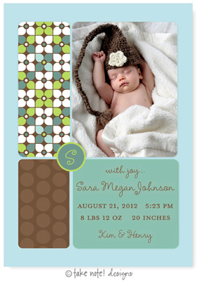Take Note Designs Digital Photo Birth Announcements - Sara Megan Modern Flower Monogram Take Note Designs Digital Photo Birth Announcements - Sara Megan Modern Flower Monogram