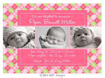 Take Note Designs Digital Photo Birth Announcements - Piper Bennett Take Note Designs Digital Photo Birth Announcements - Piper Bennett
