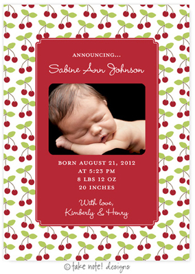 Take Note Designs Digital Photo Birth Announcements - Sabine Ann